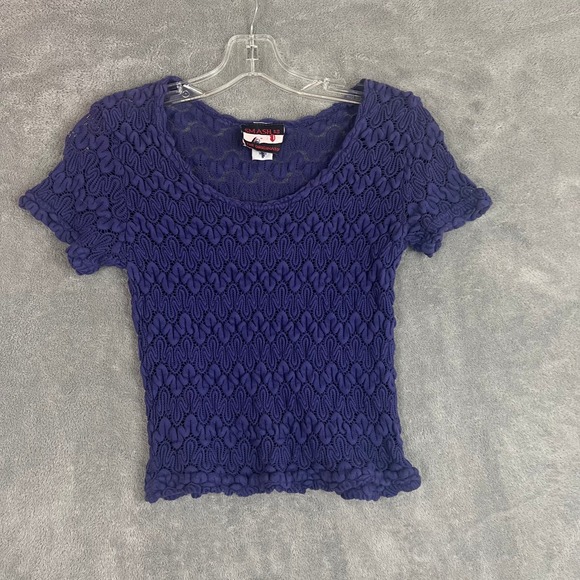 Smash by OG Tops - Vintage Baby Tee Womens S Crochet Knit Bubble Knit Y2KGrunge Whimsigoth